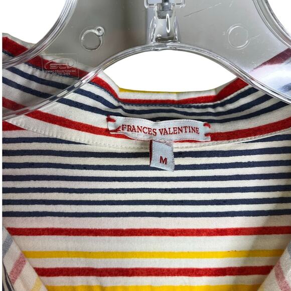 Frances Valentine Midi Dress Medium Multi-color Striped Button Front w/2 Belts - Picture 4 of 10